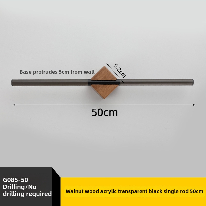 Μπάρα πετσέτας από ανοξείδωτο ατσάλι, γυαλισμένη επιφάνεια, εγκατάσταση χωρίς διάτρηση, χωρητικότητα 5 kg, με ένα ράβδο, Νέο κινεζικό στυλ