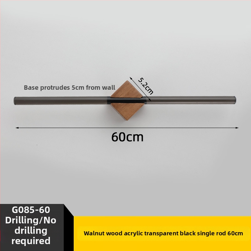 Μπάρα πετσέτας από ανοξείδωτο ατσάλι, γυαλισμένη επιφάνεια, εγκατάσταση χωρίς διάτρηση, χωρητικότητα 5 kg, με ένα ράβδο, Νέο κινεζικό στυλ