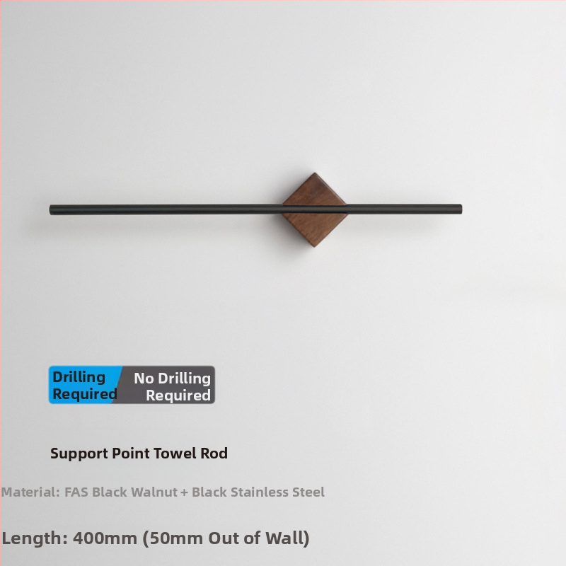 Μπάρα πετσέτας από ανοξείδωτο ατσάλι, γυαλισμένη επιφάνεια, εγκατάσταση χωρίς διάτρηση, χωρητικότητα 5 kg, με ένα ράβδο, Νέο κινεζικό στυλ