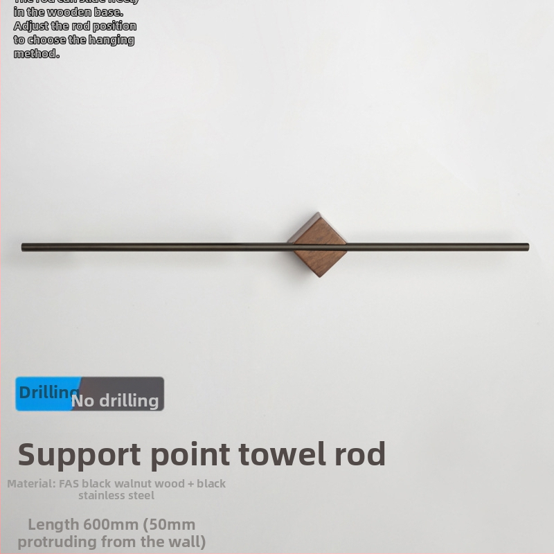 Μπάρα πετσέτας από ανοξείδωτο ατσάλι, γυαλισμένη επιφάνεια, εγκατάσταση χωρίς διάτρηση, χωρητικότητα 5 kg, με ένα ράβδο, Νέο κινεζικό στυλ