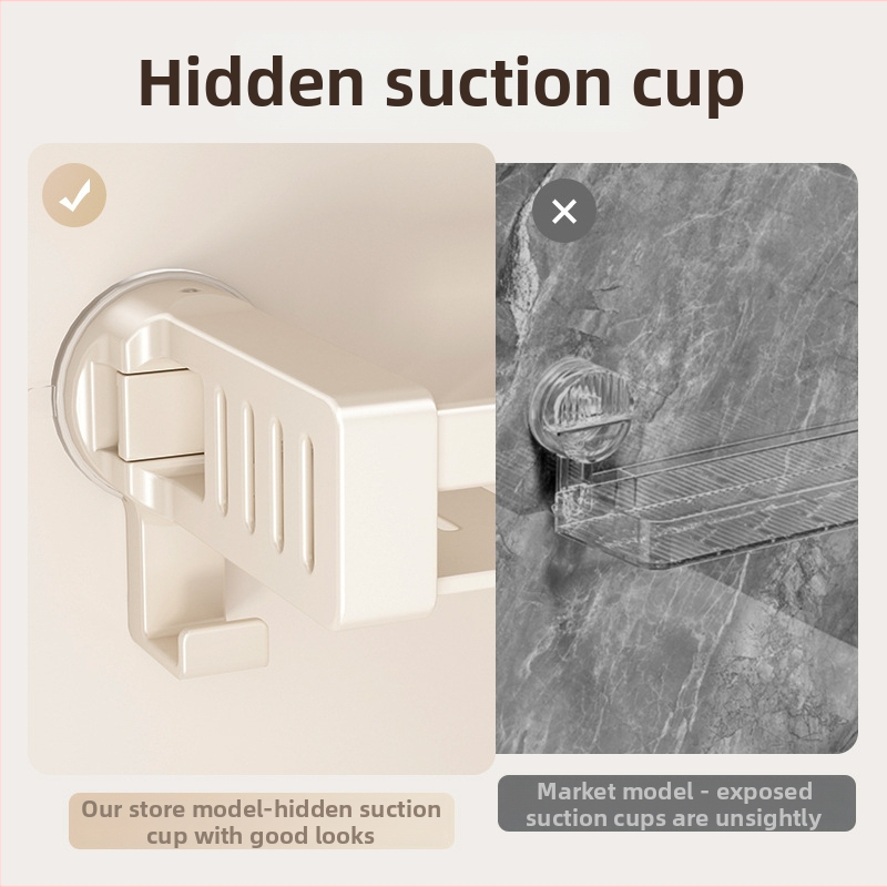 Raft de baie din aliaj de aluminiu, cu ventuză, montaj pe perete fără găuri, 1 etaj, finisaj anodizat, sarcină 30 kg