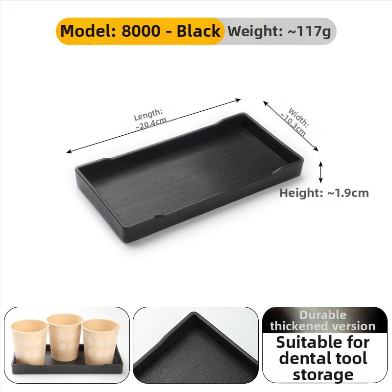 Stačiakampis melamininis padėklas viešbučiams – arbatos padėklas ir higienos priemonių laikymas kambaryje