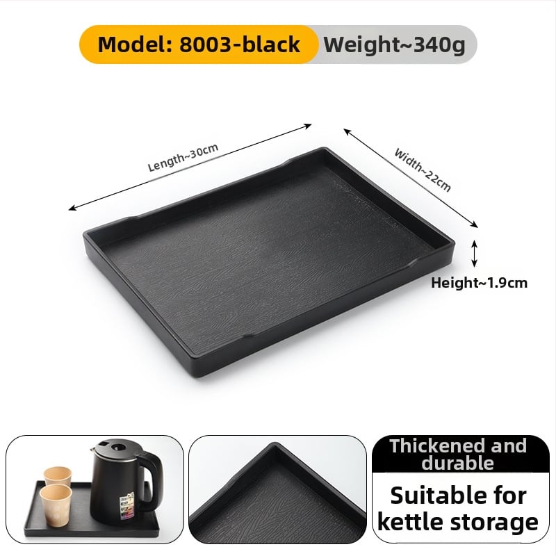 Stačiakampis melamininis padėklas viešbučiams – arbatos padėklas ir higienos priemonių laikymas kambaryje