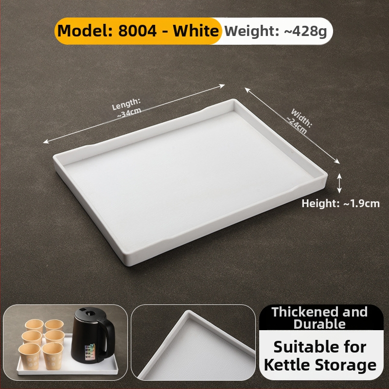 Stačiakampis melamininis padėklas viešbučiams – arbatos padėklas ir higienos priemonių laikymas kambaryje