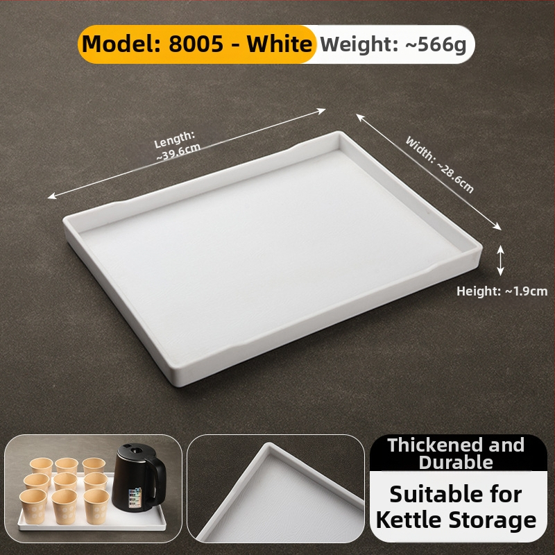 Stačiakampis melamininis padėklas viešbučiams – arbatos padėklas ir higienos priemonių laikymas kambaryje