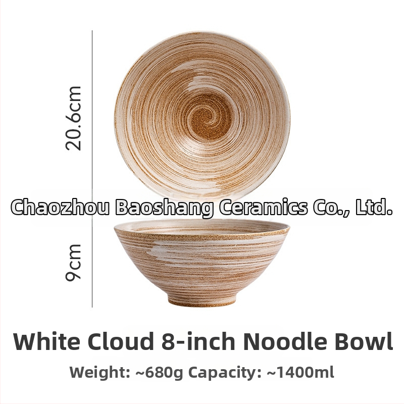 Japanski stil porculanska zdjela za rezance, konusna zdjela za ramen, ručno oslikana, promjer 20 cm, za kućnu i komercijalnu uporabu