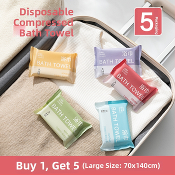 Pocket travel 5 paketų vienkartinis vonios rankšluostis, suspaustas, mikrofibra, plokščias audinys, įgeriamumas 16–20 s