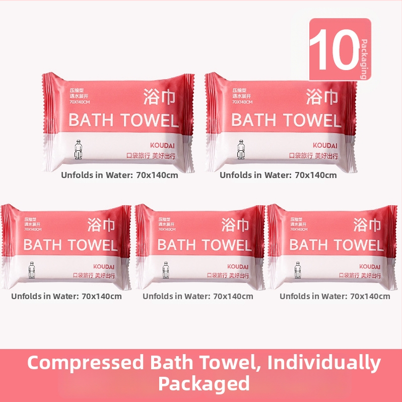 Pocket travel 5 paketų vienkartinis vonios rankšluostis, suspaustas, mikrofibra, plokščias audinys, įgeriamumas 16–20 s