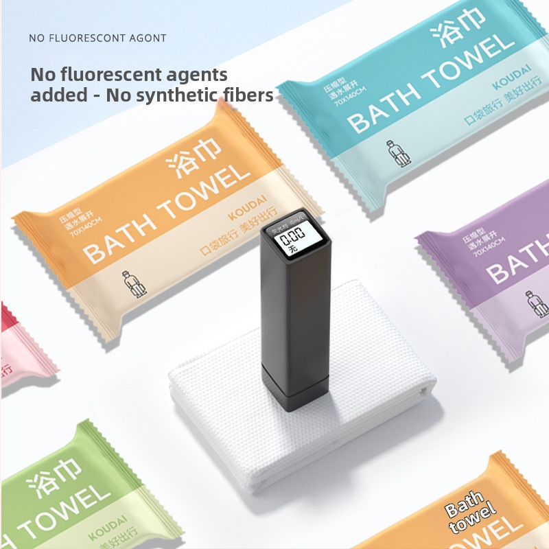 Pocket travel 5-pakiga ühekordne vannitoa rätik, kokku surutud, mikrokiud, lame kudumine, imavus 16–20 s