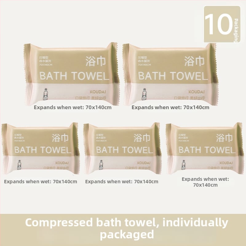 Pocket travel 5 paketų vienkartinis vonios rankšluostis, suspaustas, mikrofibra, plokščias audinys, įgeriamumas 16–20 s