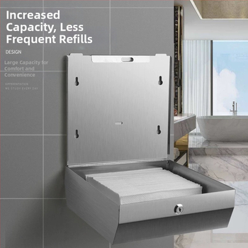 Κουτί χαρτοπετσέτων τοίχου, από ανοξείδωτο ατσάλι με βουρτσισμένο φινίρισμα, εγκατάσταση χωρίς διάτρηση, κατάλληλο για κουζίνα και μπάνιο