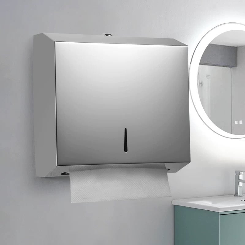 Κουτί χαρτοπετσέτων τοίχου, από ανοξείδωτο ατσάλι με βουρτσισμένο φινίρισμα, εγκατάσταση χωρίς διάτρηση, κατάλληλο για κουζίνα και μπάνιο