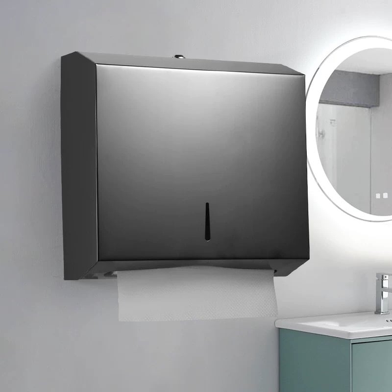 Κουτί χαρτοπετσέτων τοίχου, από ανοξείδωτο ατσάλι με βουρτσισμένο φινίρισμα, εγκατάσταση χωρίς διάτρηση, κατάλληλο για κουζίνα και μπάνιο