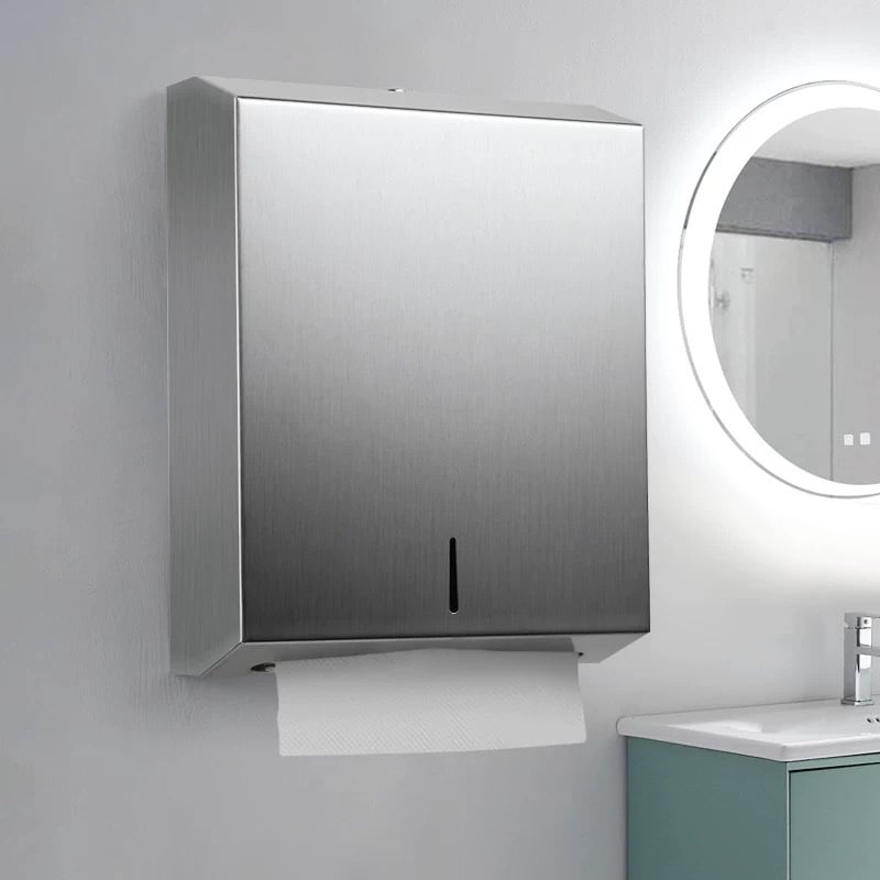 Κουτί χαρτοπετσέτων τοίχου, από ανοξείδωτο ατσάλι με βουρτσισμένο φινίρισμα, εγκατάσταση χωρίς διάτρηση, κατάλληλο για κουζίνα και μπάνιο