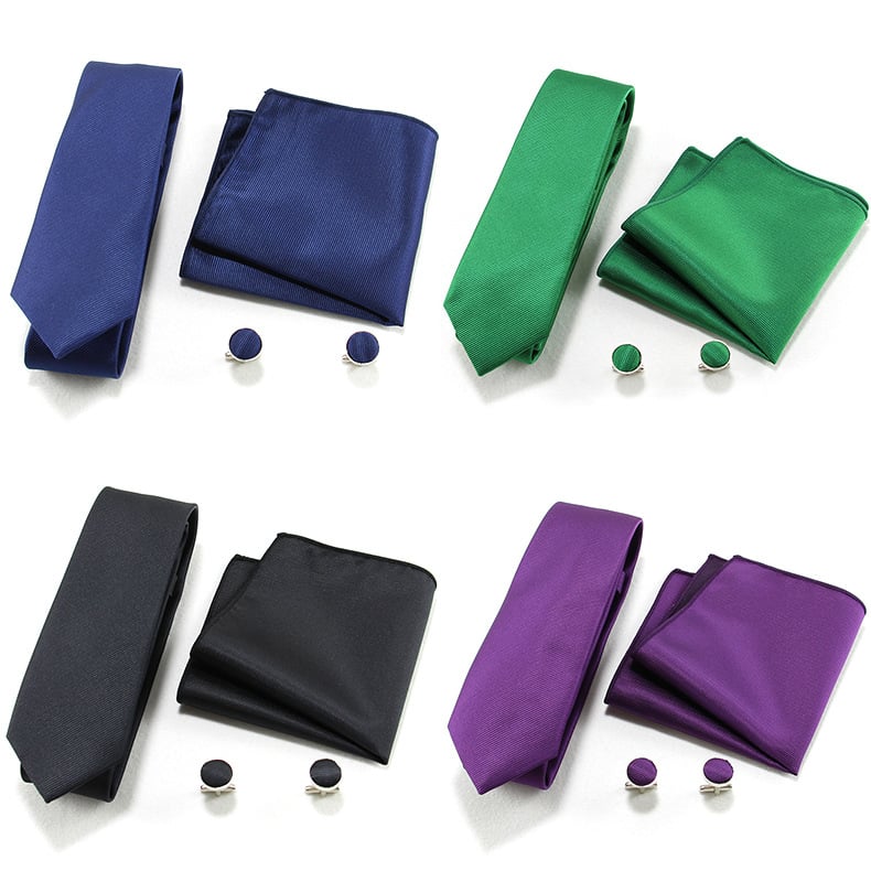 Set cravată și batistă pentru bărbați — țesătură Jacquard, poliester, unisex, stil lejer