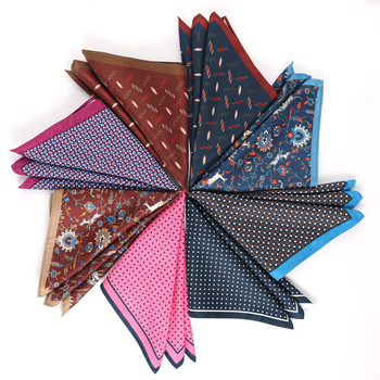 Batistă de buzunar pentru sacou cu imprimeu floral retro (Material: fibră de poliester; Model: flori; Stil: purtare de seară; Proces de imprimare: imprimare; Proces de fabricație: imprimare pe ambele fețe)