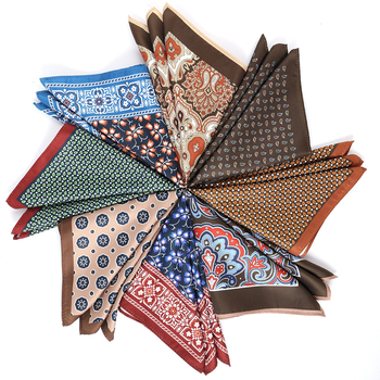 Batistă de buzunar pentru sacou cu imprimeu floral retro (Material: fibră de poliester; Model: flori; Stil: purtare de seară; Proces de imprimare: imprimare; Proces de fabricație: imprimare pe ambele fețe)