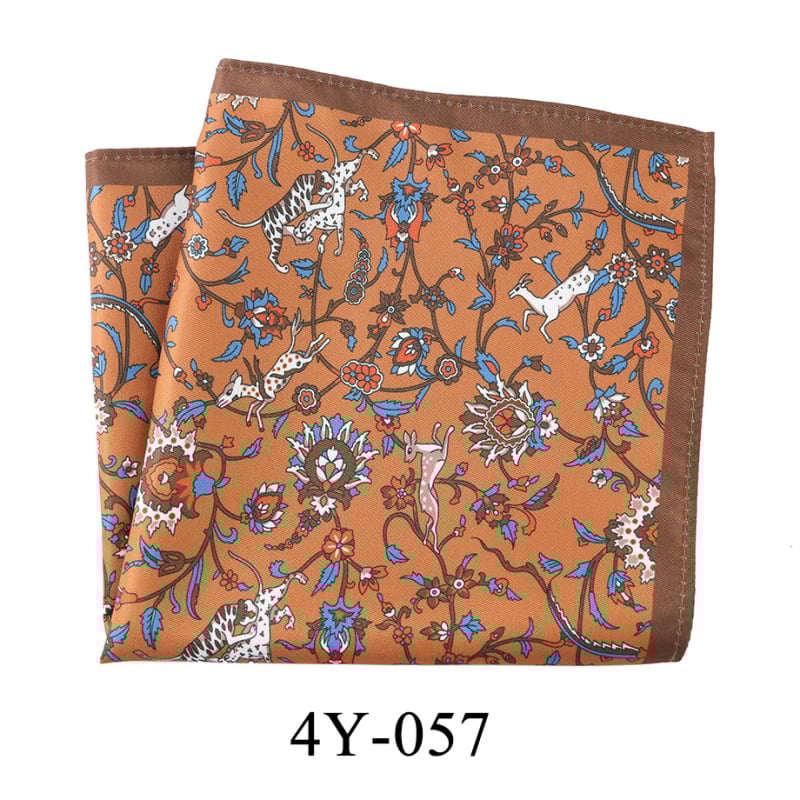 Batistă de buzunar pentru sacou cu imprimeu floral retro (Material: fibră de poliester; Model: flori; Stil: purtare de seară; Proces de imprimare: imprimare; Proces de fabricație: imprimare pe ambele fețe)