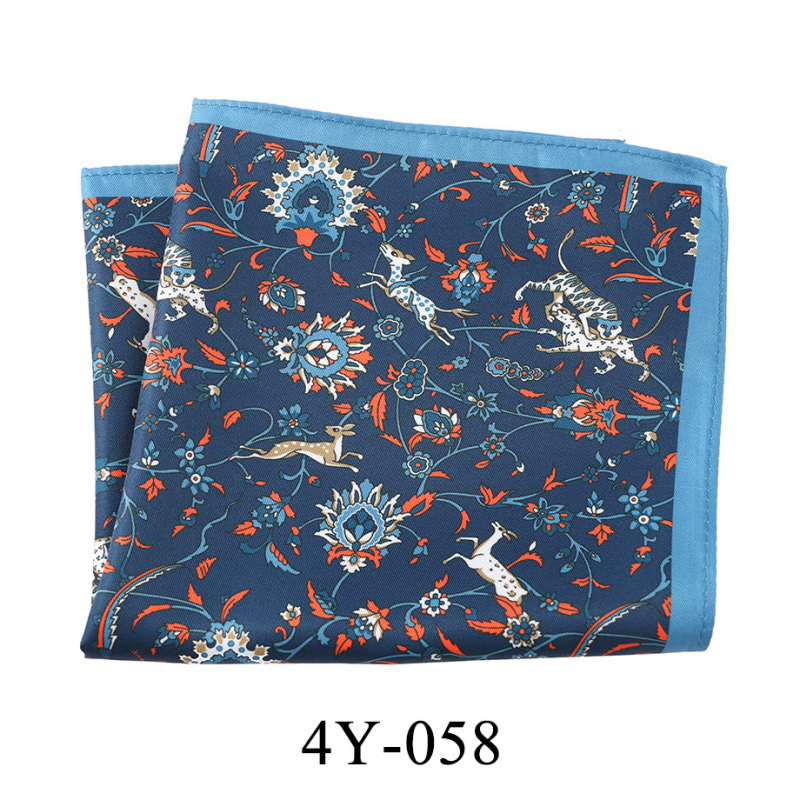 Batistă de buzunar pentru sacou cu imprimeu floral retro (Material: fibră de poliester; Model: flori; Stil: purtare de seară; Proces de imprimare: imprimare; Proces de fabricație: imprimare pe ambele fețe)