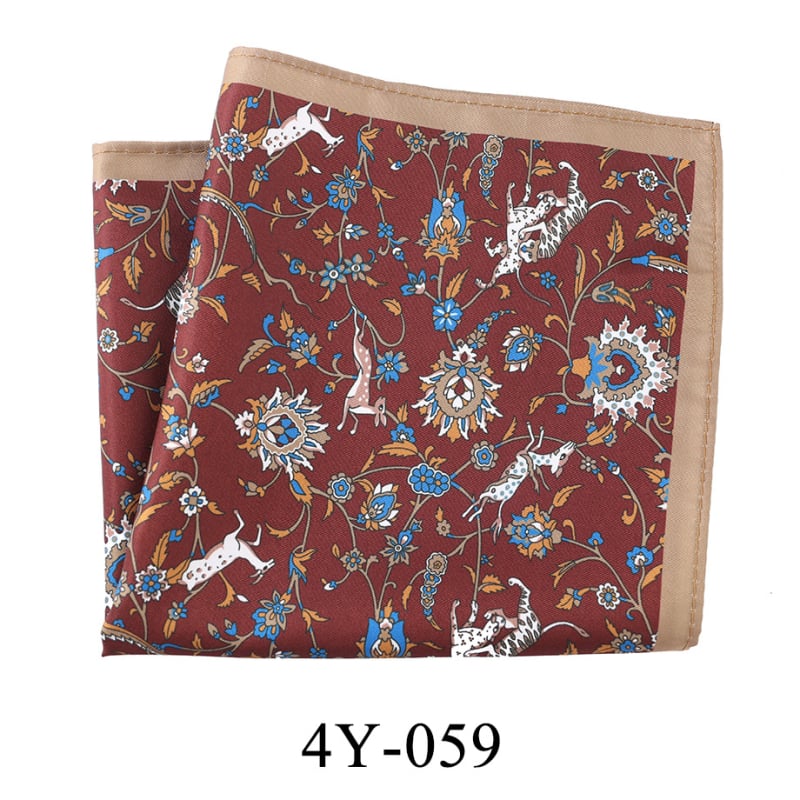 Batistă de buzunar pentru sacou cu imprimeu floral retro (Material: fibră de poliester; Model: flori; Stil: purtare de seară; Proces de imprimare: imprimare; Proces de fabricație: imprimare pe ambele fețe)