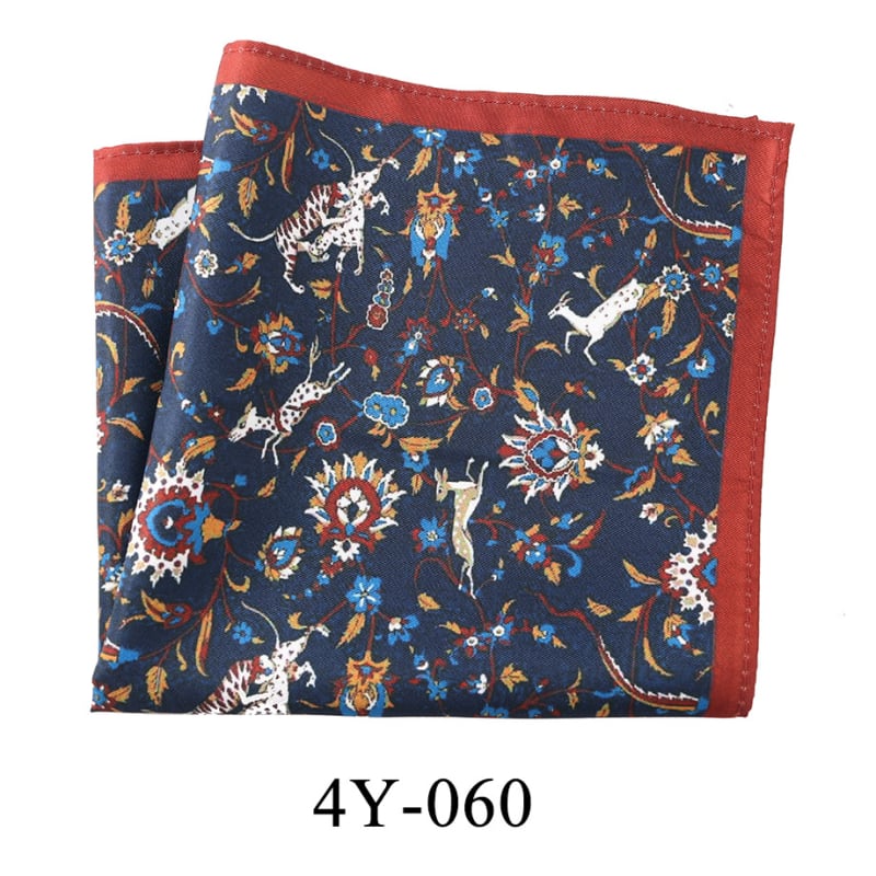 Batistă de buzunar pentru sacou cu imprimeu floral retro (Material: fibră de poliester; Model: flori; Stil: purtare de seară; Proces de imprimare: imprimare; Proces de fabricație: imprimare pe ambele fețe)