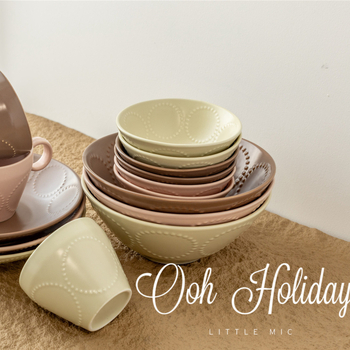 Kerámia tál domborított gyöngy-karika mintával, retro stílus, kerek alak, mikróban használható.