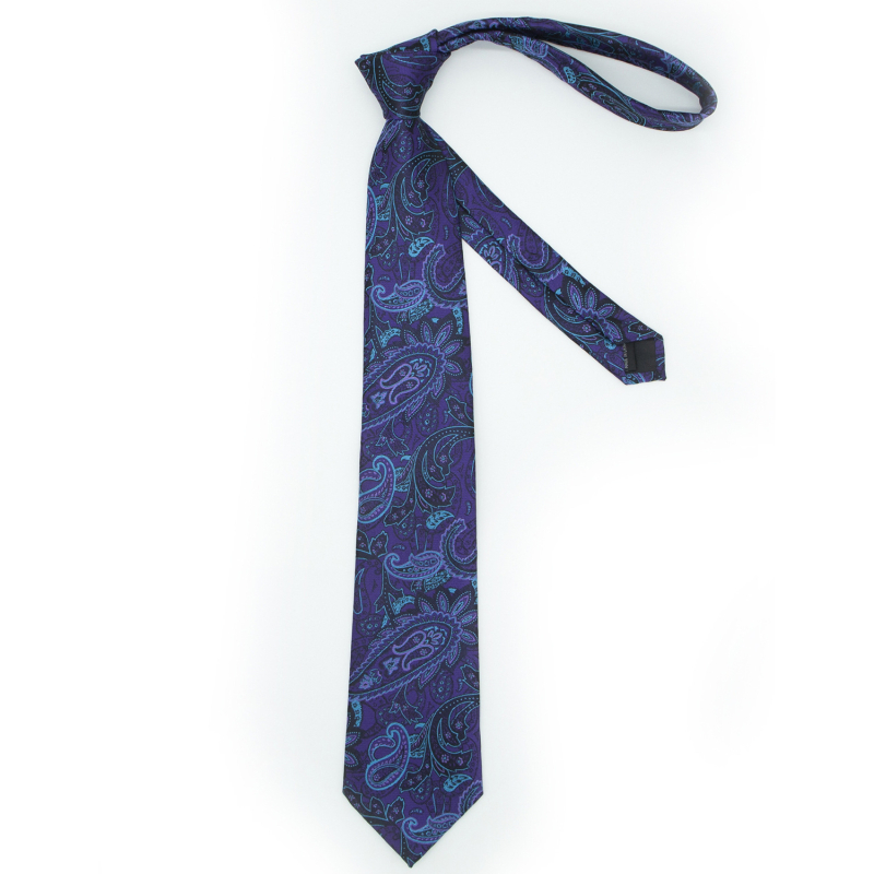 Vyrų komplektas: kaklaraištis, kišeninė nosinė ir rankogalių segtukai; Jacquard Paisley raštas; medžiaga: poliesterio siūlas; apdorojimas: jacquard; rankogalių segtukų dengimas: varinis