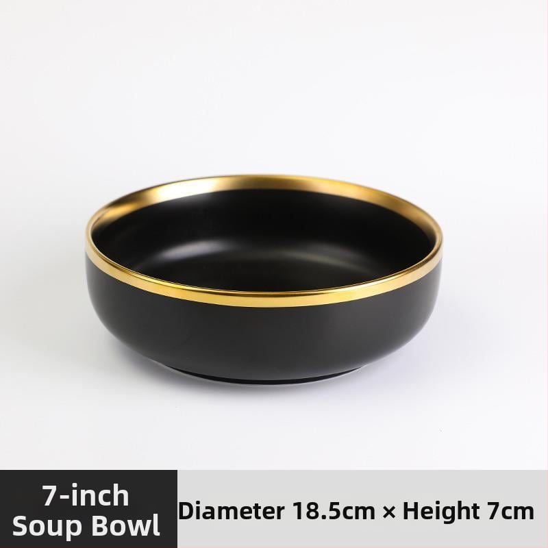 Skandináv kerámia étkészlet fémes peremmel – elektroplatált felület, logó nyomtatás, testreszabás