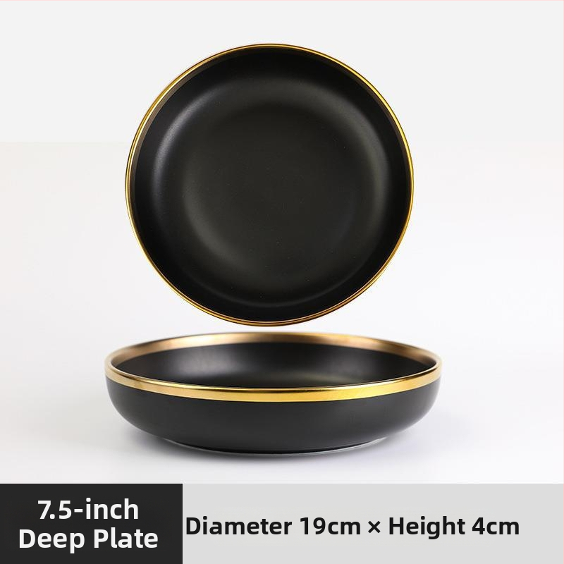 Skandináv kerámia étkészlet fémes peremmel – elektroplatált felület, logó nyomtatás, testreszabás