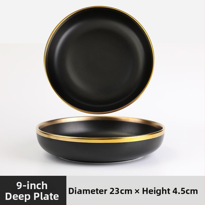 Skandináv kerámia étkészlet fémes peremmel – elektroplatált felület, logó nyomtatás, testreszabás