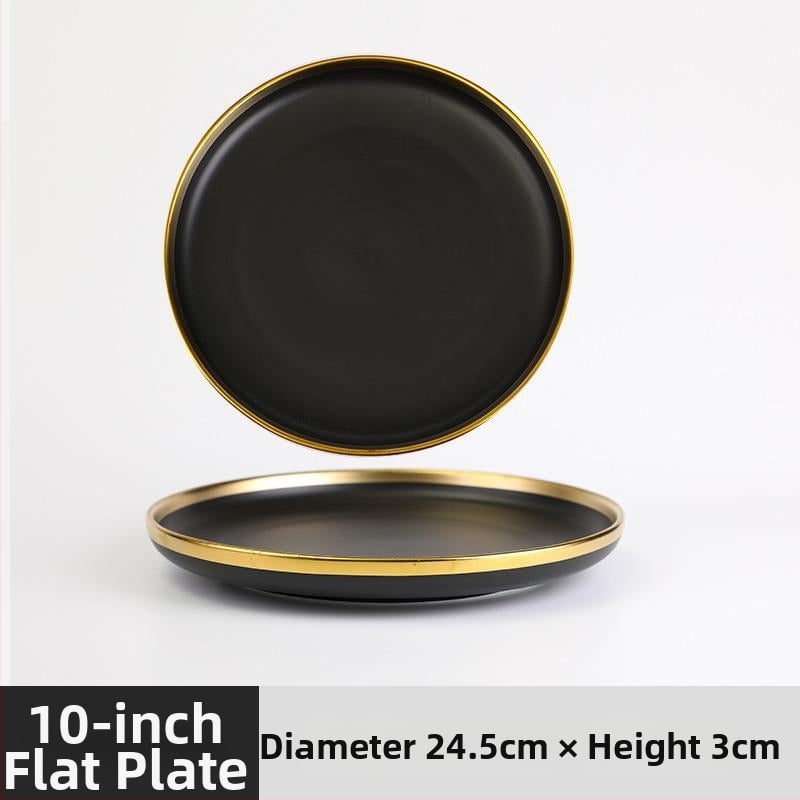 Skandináv kerámia étkészlet fémes peremmel – elektroplatált felület, logó nyomtatás, testreszabás