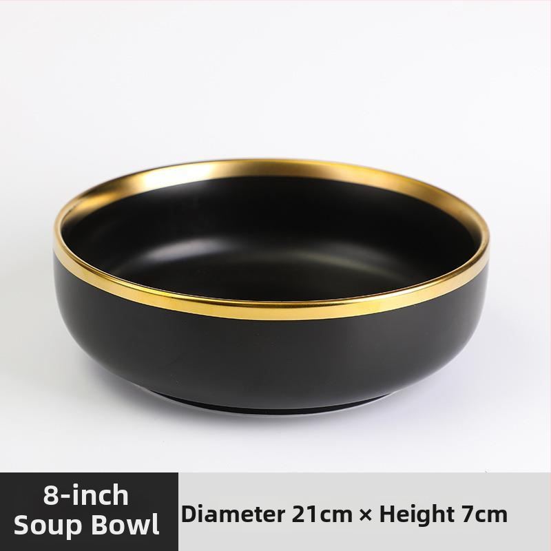 Skandináv kerámia étkészlet fémes peremmel – elektroplatált felület, logó nyomtatás, testreszabás