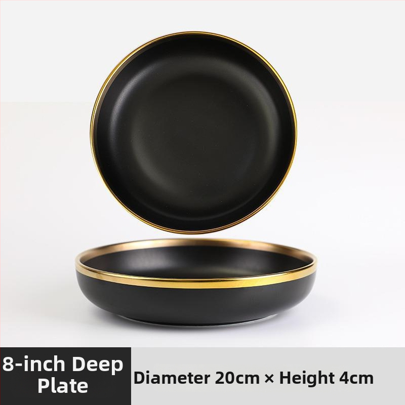 Skandináv kerámia étkészlet fémes peremmel – elektroplatált felület, logó nyomtatás, testreszabás