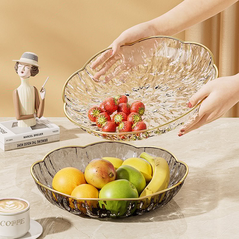 Farfurie pentru fructe cu textură ciocănită, dimensiuni multiple, din plastic – rezistentă la căderi, lux ușor