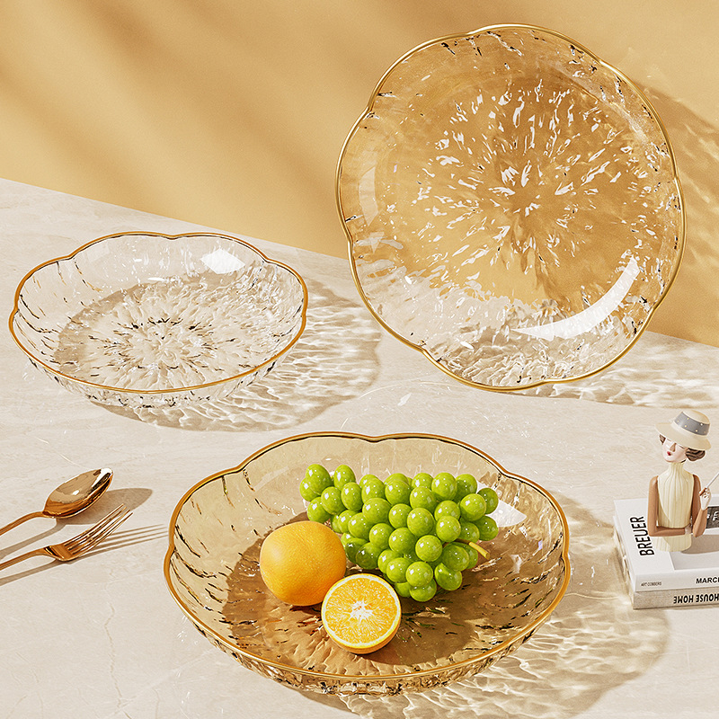 Farfurie pentru fructe cu textură ciocănită, dimensiuni multiple, din plastic – rezistentă la căderi, lux ușor