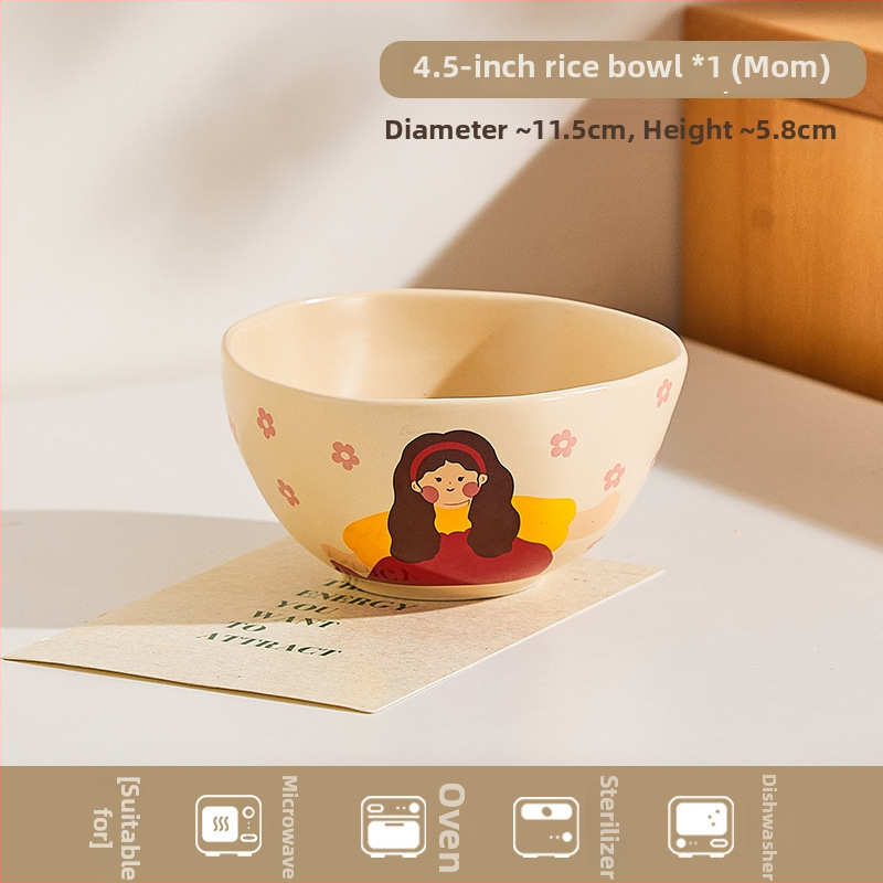 Kerámia családi étkészlet – tálak, tányérok, bögrék; karikatúra motívum alglazúrral; mikrohullámú sütőben használható; testreszabás elérhető.