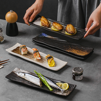 Farfurie din porțelan pentru sushi și sashimi (Material: porțelan; Stil: lux ușor și retro; Utilizare: echipament pentru restaurant)