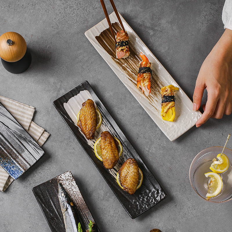 Farfurie din porțelan pentru sushi și sashimi (Material: porțelan; Stil: lux ușor și retro; Utilizare: echipament pentru restaurant)