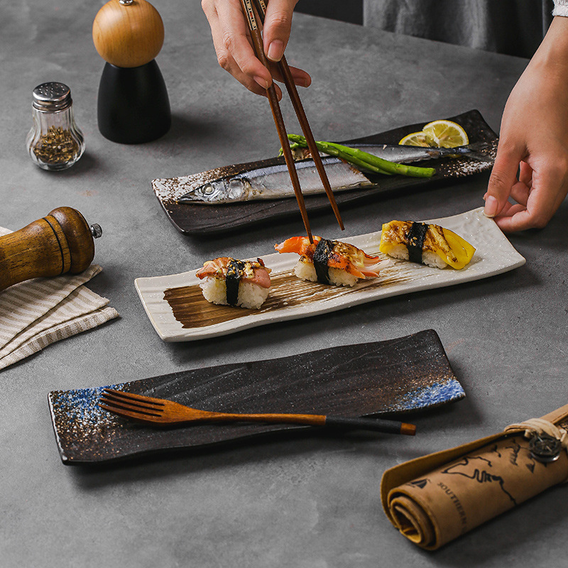 Farfurie din porțelan pentru sushi și sashimi (Material: porțelan; Stil: lux ușor și retro; Utilizare: echipament pentru restaurant)