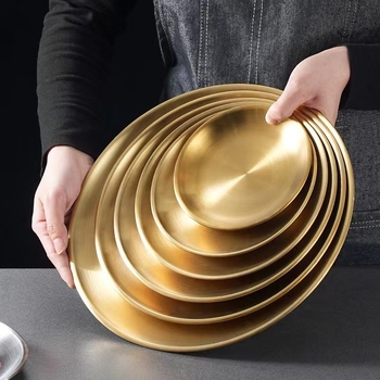 Nehrđajući čelični kružni disk za buffet, s brušenim završetkom, modernim minimalističkim stilom, pogodan za hotele i obroke