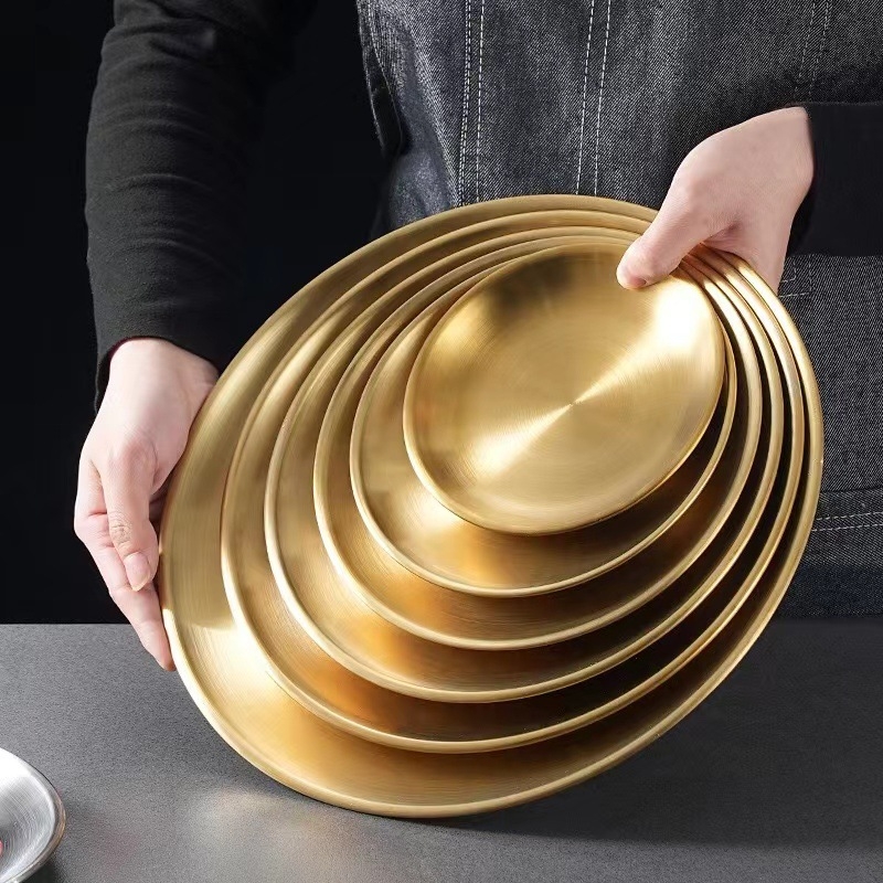 Nehrđajući čelični kružni disk za buffet, s brušenim završetkom, modernim minimalističkim stilom, pogodan za hotele i obroke