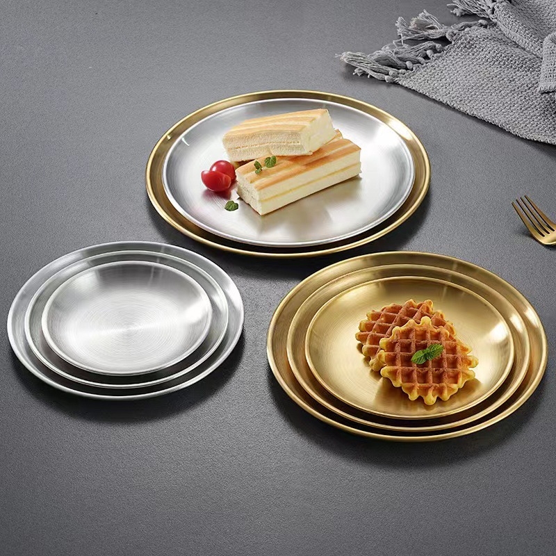 Nehrđajući čelični kružni disk za buffet, s brušenim završetkom, modernim minimalističkim stilom, pogodan za hotele i obroke