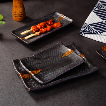 Porcelánový tanier na sushi a sashimi, japonský štýl, štvorcový tvar, vhodný do mikrovlnky, možnosť tlače loga