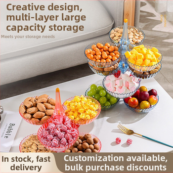 Пластмасова тава за плодове и закуски с много отделения – лек лукс, полирана повърхност, термопечат, подходяща за хол и маси за чай, кафе и хранене