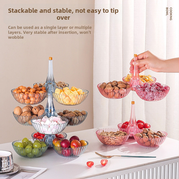 Пластмасова тава за плодове и закуски с много отделения – лек лукс, полирана повърхност, термопечат, подходяща за хол и маси за чай, кафе и хранене