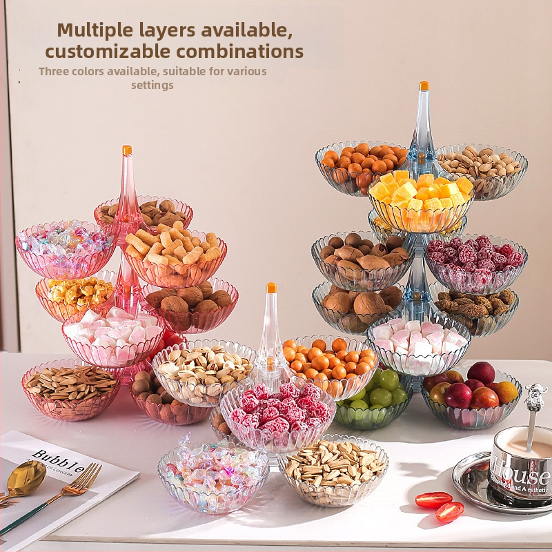 Plastikinė vaisių ir užkandžių padėklas su keliomis skyriais – lengvas luksusas stilius, glotnus paviršius, šilumos perkėlimo spausdinimas