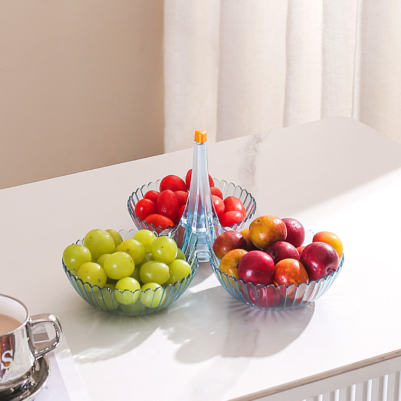 Пластмасова тава за плодове и закуски с много отделения – лек лукс, полирана повърхност, термопечат, подходяща за хол и маси за чай, кафе и хранене