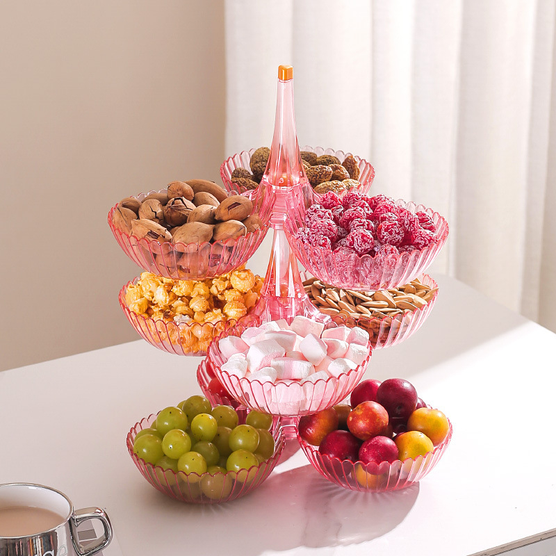 Пластмасова тава за плодове и закуски с много отделения – лек лукс, полирана повърхност, термопечат, подходяща за хол и маси за чай, кафе и хранене