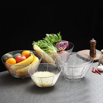 Cos rotund de scurgere din oțel inoxidabil pentru chiuveta de bucătărie – sită și depozitare de fructe, stil modern