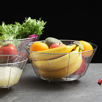 Cos rotund de scurgere din oțel inoxidabil pentru chiuveta de bucătărie – sită și depozitare de fructe, stil modern